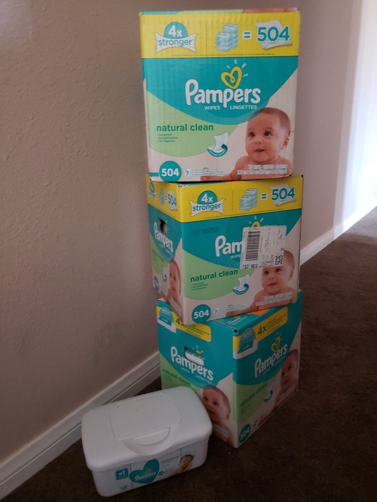 3 boxes Pampers Natural Clean wipes