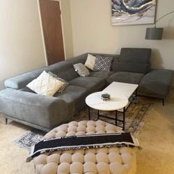 Lexicon Courtney 112" x 91" Fabric Sectional Sofa, Gray