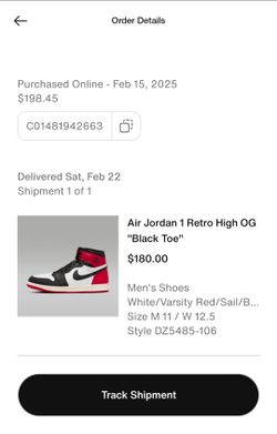 Jordan 1 black toe size 11 DS