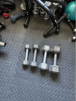 Dumbbells pairs 8,10,20. 80 cent a pound.