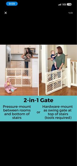 Babelio Baby Gate for Stairs, Kitchen & Doorways, 26-43" W 28" H No Bottom Bar| Easy Installation| One-Handed Operation| Auto-Close| Hardware Mount (D
