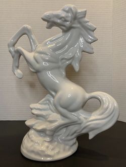 White Mid century Horse Figurine, Home decor.