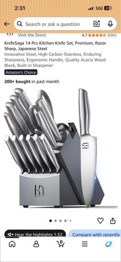 KnifeSaga 14-Piece Kitchen Knife Set