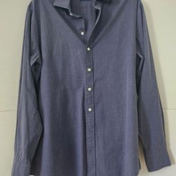 Proper Cloth Mens L-XL Blue Button Down Shirt Navy 
