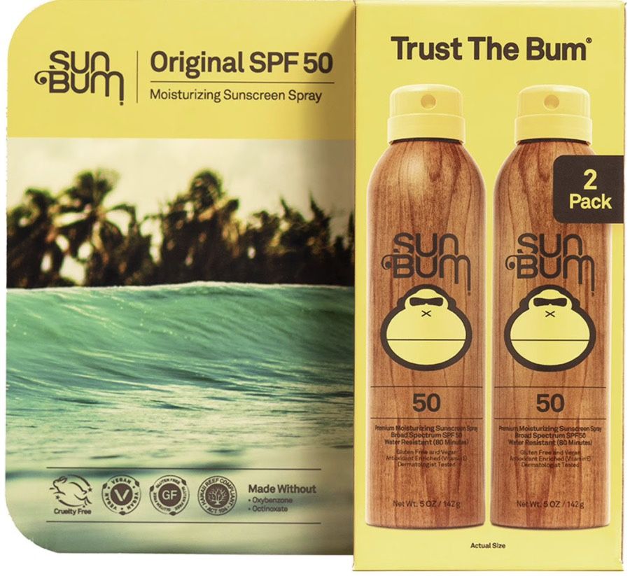 Sun Bum Original SPF 50 Sunscreen Spray 2 Pack Broad Spectrum Water Resistant