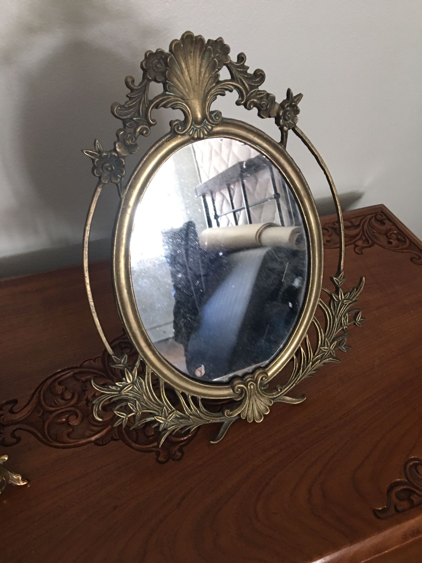 Antique brass mirror 14 inches tall 10 wide
