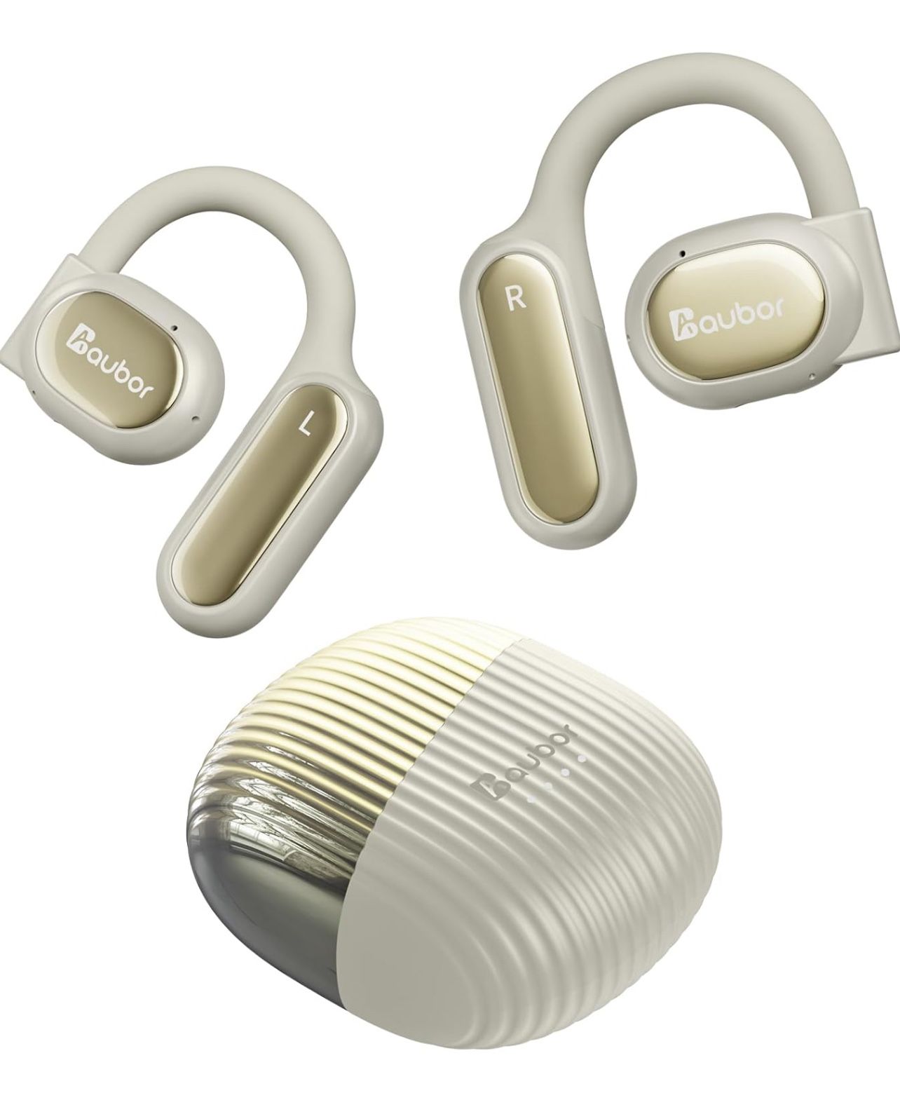 Brandnew Open Ear Headphones, True Wireless Bluetooth Earbuds with ENC Clear Call, Bluetooth 5.3, IPX6 Water-Resistant, Ergonomic Ear Hooks, 45H Playt