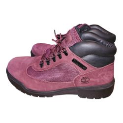 TIMBERLAND FIELD BOOT BURGUNDY RED SIZE 9.5 MENS WATERPROOF BOOT SHOE TBOA1A2U