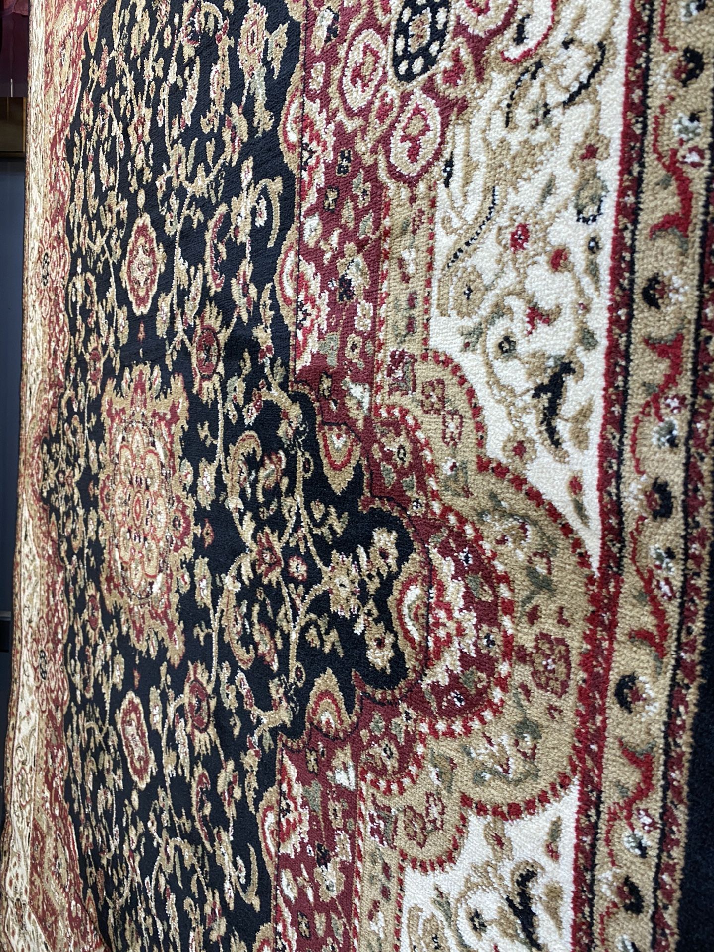 5/7 black red beige color classic design Persian medallion style carpet.