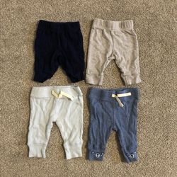Carter’s and Gerber, Newborn Pants, 4 Pack Bundle