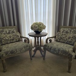 OMG Gorgeous Bernhardt Louis XV-Style Arm Chairs & Table