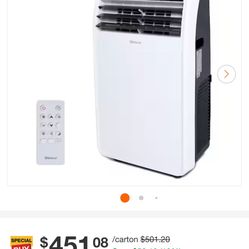 Edendirect 7,800 BTU Portable Air Conditioner Cools 400 Sq. Ft. with Dehumidifier, 3 Fan Speeds and Remote in White