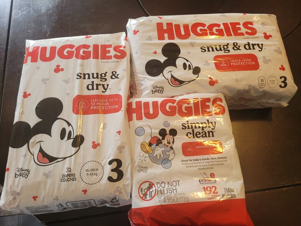 Size 3 Diapers And Wipes
