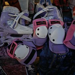 Roller Blades With Knee And Elbow Pads 