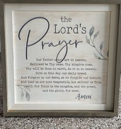 21”x21” Heavy Wood LORD’S PRAYER Wall Art Sign • Words are carved into the wood