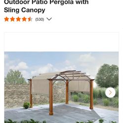 Hampton Bay 10 ft. x 12 ft. Longford Wood Outdoor Patio Pergola with Sling Canopy