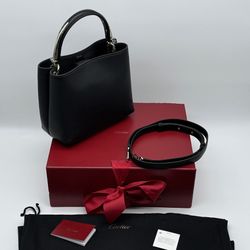 PANTHERE DOUBLE DE CARTIER BLACK CALFSKIN HANDLE BAG NEW 100%  AUTHENTIC ~$5000