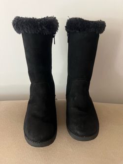 Black Suede Mid-Calf Winter Boots size 13