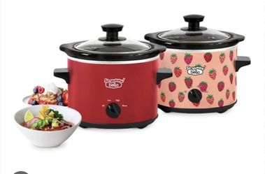 So Yummy by bella 2.0qt Twin Set Slow Cooker Red and Strawberry Pattern