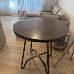 Modern High-Top Round Table – 36” Diameter – Solid Wood Top