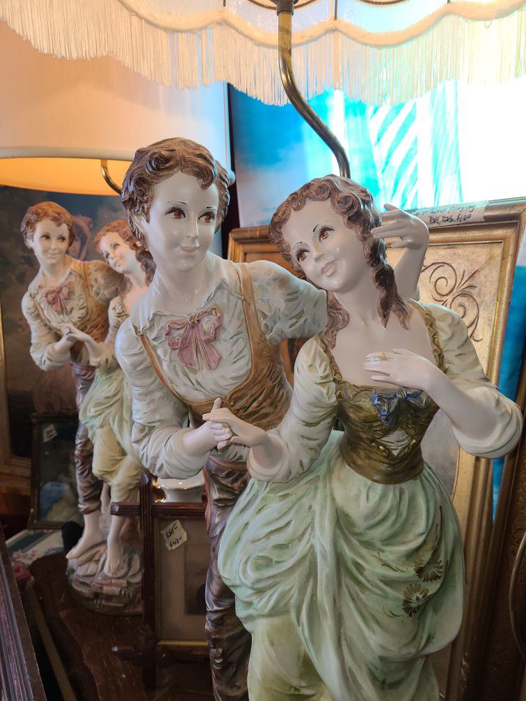 ANTIQUE  CAPODIMONTE ITALIAN LAMPS By AZZOLIN BROTHERS