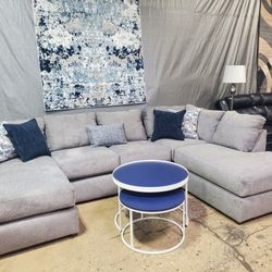 Beautiful Gray Double Chaise Sectional (New)