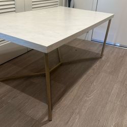 White Coffee Table With Gold Legs 