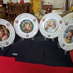 Royal Doulton Bone China Christmas Carol Plates set of 4 plates from series of 6 plates 1984, 1985, 1987 and 1988 A69V626