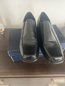 Black Leather Slip-On Dress Shoes