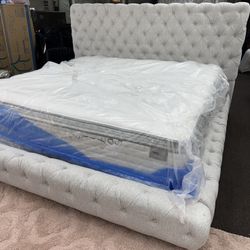 New King Size Bed Frame + 14” King Mattress