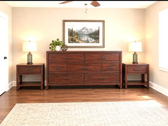 Dark Wood Dresser and Nightstand Set