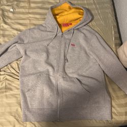 Large Supreme Contrast Zip Up Box Hooded Sweatshirt