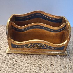 Vintage Italian Florentine Painted and Gilded Wood Letter Holder