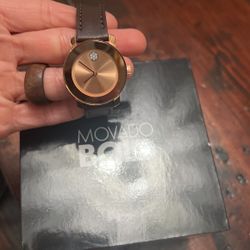 Movado Women’s Rose Gold Watch With Leather Band