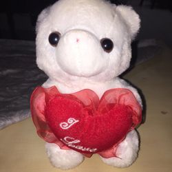 Mini White Bear With Heart That’s Says I Love You
