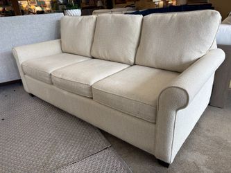 BRAXTON CULLER Tan Upholstered 3-Seat Track Arm Sofa