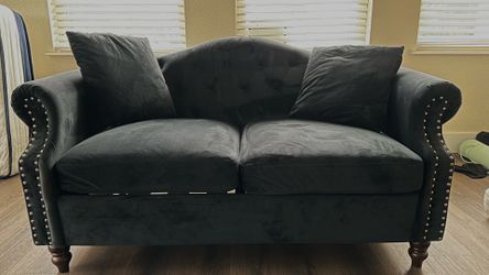 Black Velvet Loveseat – Like New – 53”