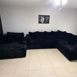 Sofa Chaise With 2pc Sectional Fluffy Black On Sale For: