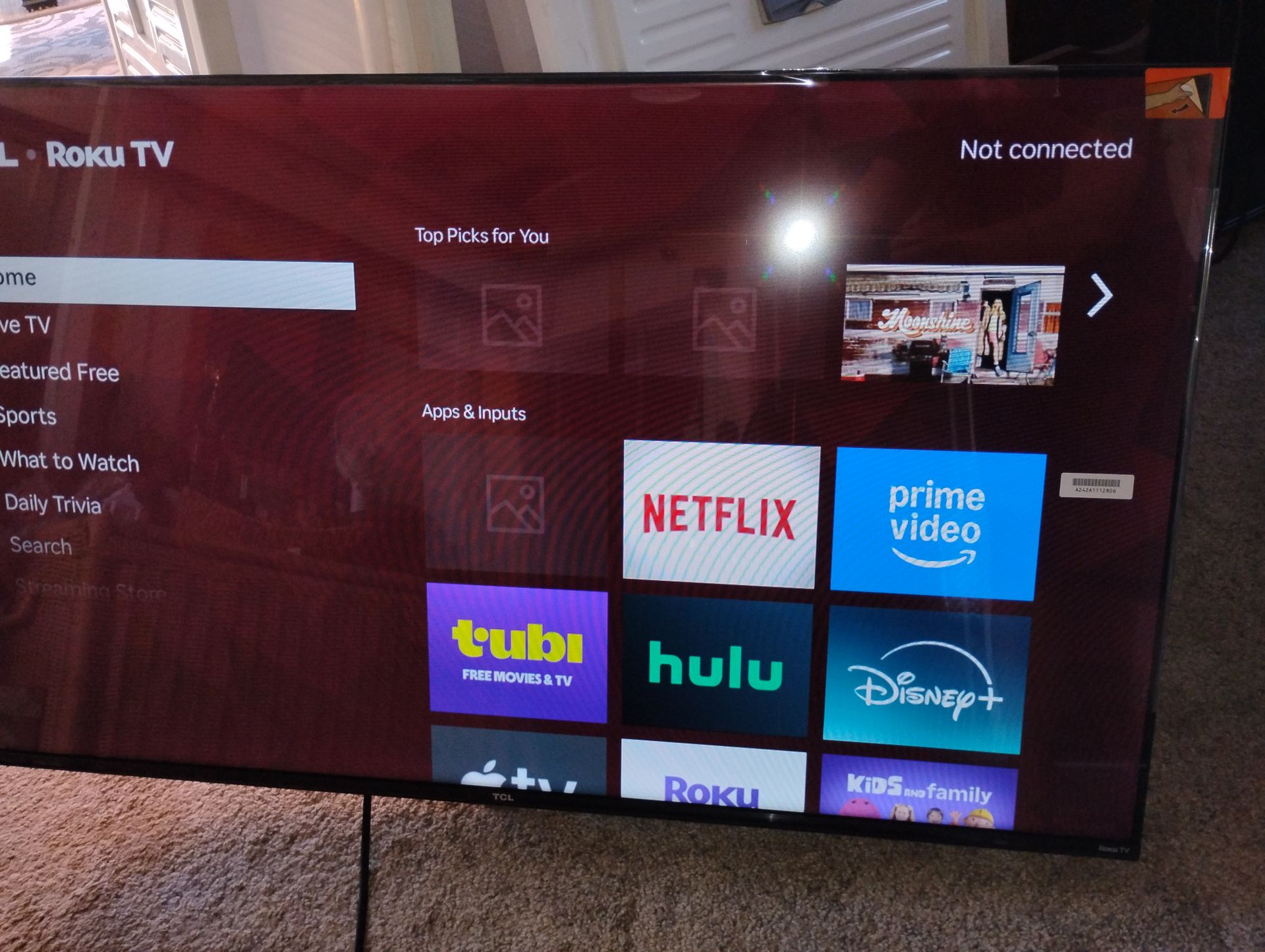 TLC 40" TV plastic still on screen