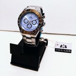 Teal Blue And Brown Chronograph Watch 