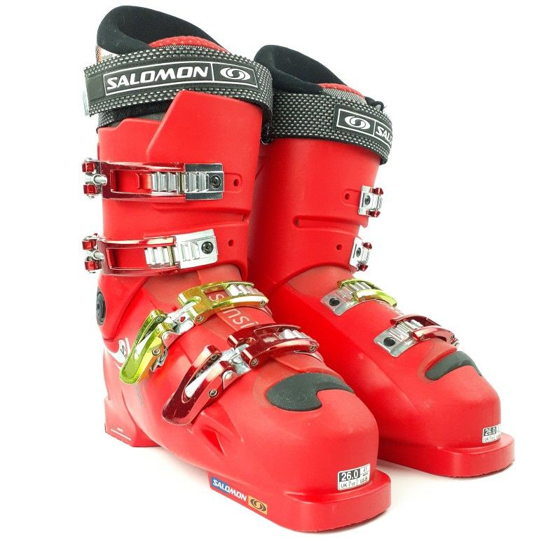 Salomon X Wave 10.0 Ski Boots Men's Size 8 Flex 110 Brilliant Red Sensi Fit Chassis 3D Buckle Micro Adjust Carbon Link Skiing