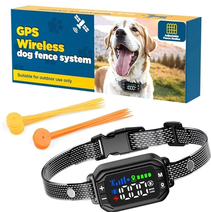 GPS Dog Collar,Wireless Dog Fence,Electric Fence for Dogs,GPS Wireless Dog Fence System,Multifunction Electric Dog Fence with No Wire Circular Boundar