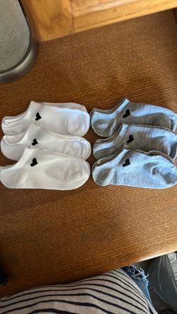 Ankle Socks White and Gray 6 Pairs