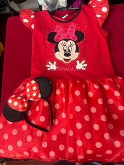 Minnie Mouse Girls Costume Dress with Ear Headband