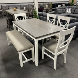 6pC Gray Dining Table Set 🔥 In Stock