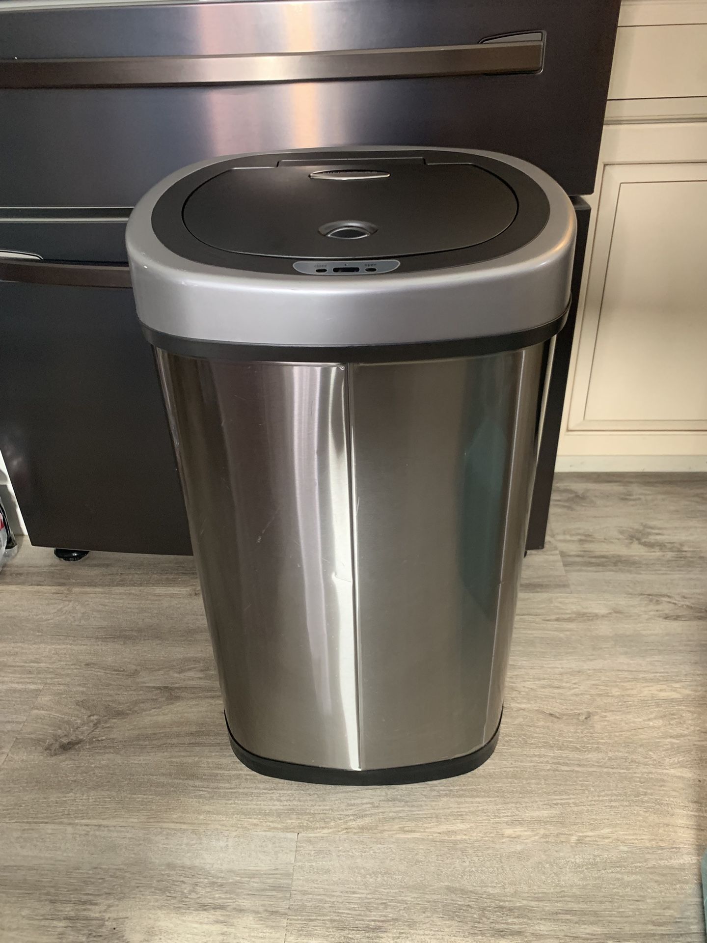 Ninestars 21-Gallon Silver Stainless Steel Rectangular Motion Sensor Trash Can