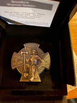 BOUDICA WARRIOR QUEEN 3 Oz Silver Coin 5£ Isle of Man 2020
