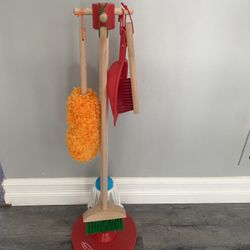 Melissa & Doug Dust! Sweep! Mop! 6pc Wooden Pretend Play Preschool Cleaning Set