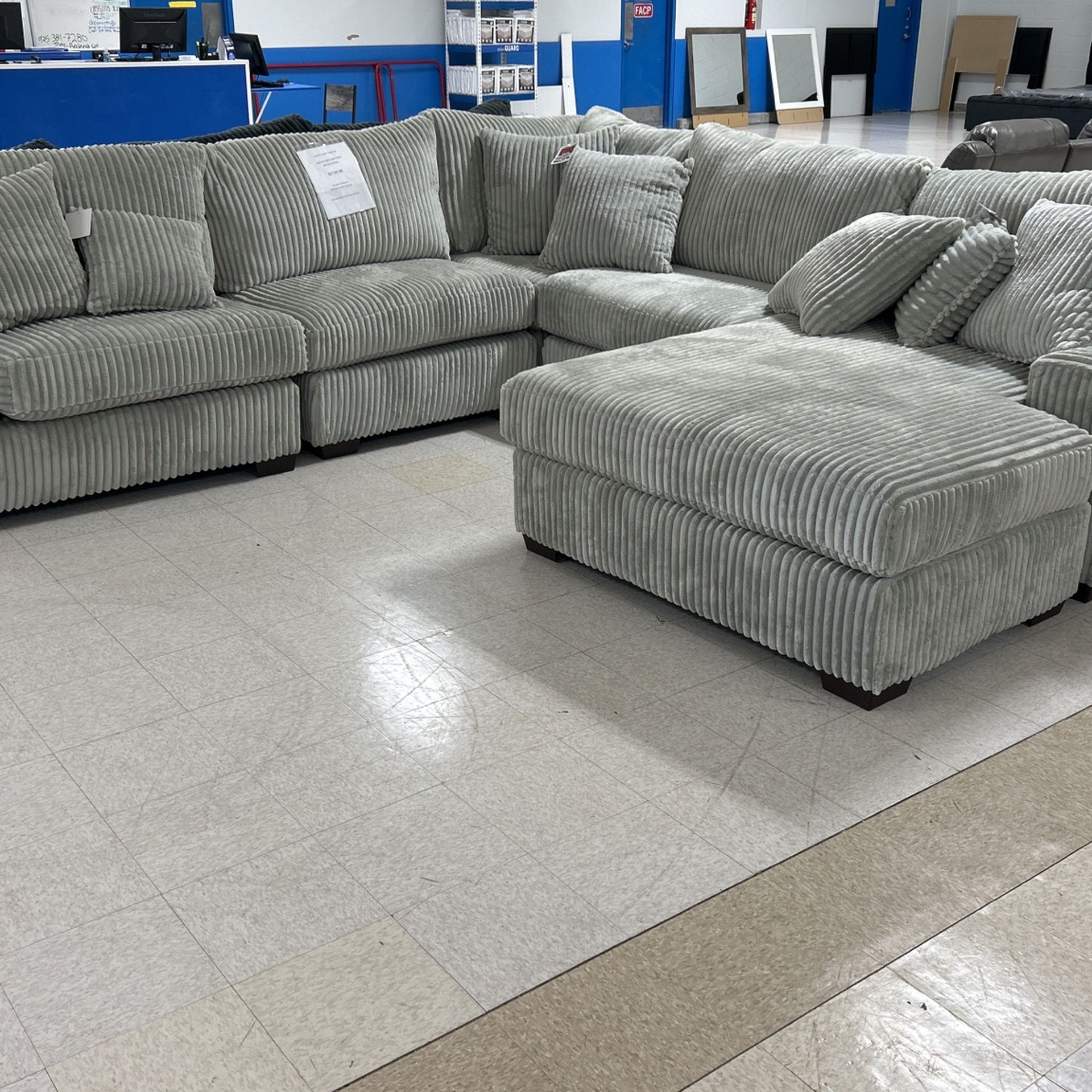 Grey fabric sectional set