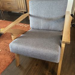 Vintage Midcentury Modern Style Grey Wooden Arm Chair Retro 1960s